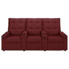 Poltrona de Cinema Reclinável 3 Lugares Baú USB Mallie FH9 PU Vermelho - Mpozenato