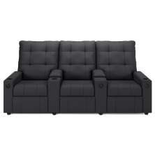 Poltrona de Cinema Reclinável 3 Lugares Baú USB Mallie FH9 Veludo Cinza - Mpozenato