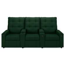 Poltrona de Cinema Reclinável 3 Lugares Baú USB Mallie FH9 Veludo Verde - Mpozenato