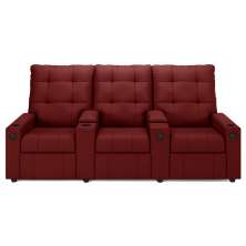 Poltrona de Cinema Reclinável 3 Lugares Baú USB Mallie FH9 Veludo Vermelho - Mpozenato