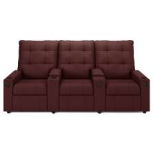 Poltrona de Cinema Reclinável 3 Lugares Baú USB Mallie FH9 Veludo Vinho - Mpozenato