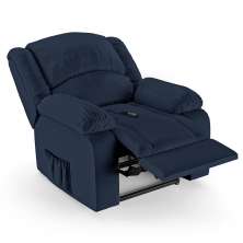 Poltrona do Papai Reclinável Pietra Controle Power Elétrico USB FH9 PU Azul - Mpozenato