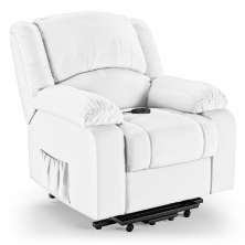 Poltrona do Papai Reclinável Pietra Elevação Lift Elétrico FH9 PU Branco - Mpozenato
