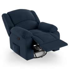 Poltrona do Papai Reclinável Pietra Glider Giratória USB FH9 Veludo Azul - Mpozenato