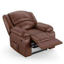 Poltrona do Papai Reclinável Pietra Power Elétrica Massagem FH9 PU Marrom Brilho - Mpozenato