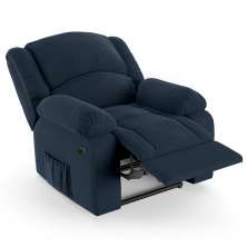 Poltrona do Papai Reclinável Pietra Power Elétrica Massagem FH9 Veludo Azul - Mpozenato