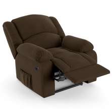 Poltrona do Papai Reclinável Pietra Power Elétrica Massagem FH9 Veludo Marrom - Mpozenato