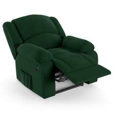 Poltrona do Papai Reclinável Pietra Power Elétrica Massagem FH9 Veludo Verde - Mpozenato