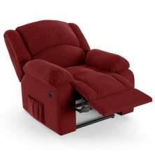 Poltrona do Papai Reclinável Pietra Power Elétrica USB FH9 Veludo Vermelho - Mpozenato