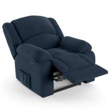 Poltrona do Papai Reclinável Pietra Power Touch FH9 Veludo Azul - Mpozenato