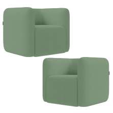 Poltrona para Sala de Estar Decorativa Kit com 2 Maggie K04 Bouclê Verde - Mpozenato