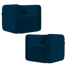 Poltrona para Sala de Estar Decorativa Kit com 2 Maggie K04 Veludo Azul Marinho - Mpozenato