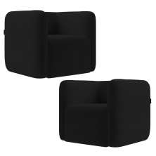 Poltrona para Sala de Estar Decorativa Kit com 2 Maggie K04 Veludo Preto - Mpozenato