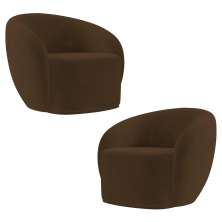 Poltrona para Sala de Estar Orgânica Kit com 2 Garbin K04 Veludo Marrom - Mpozenato