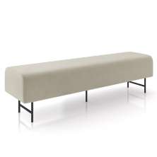 Puff Recamier Decorativo Pés em Ferro 140cm Dublin P02 Veludo Bege - Mpozenato