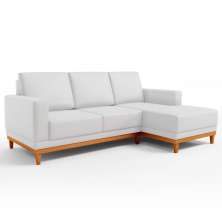 Sofá 3 Lugares 200cm Living Com Chaise Direito Sala de Estar Kayrós D05 Sintético Branco - Mpozenato