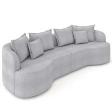 Sofá 3 Lugares 210cm Orgânico Quito K04 Bouclê Cinza - Mpozenato