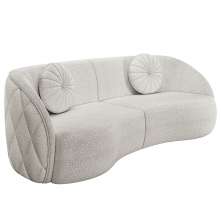 Sofá Decorativo com Almofadas 3 Lugares 240cm Tressê Zion M22 Bouclê Branco - Mpozenato