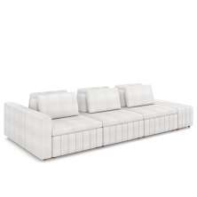 Sofá Ilha e Puff Sala Living 365cm Siesta M22 Bouclê Branco - Mpozenato