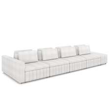 Sofá Ilha e Puff Sala Living 425cm Siesta M22 Bouclê Branco - Mpozenato