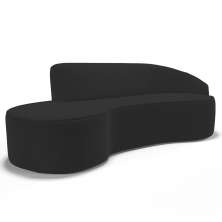 Sofá Living  3 Lugares 210cm Braço Direito Mozart D06 Veludo Preto - Mpozenato
