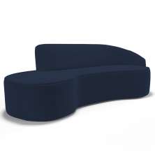 Sofá Living  4 Lugares 280cm Braço Direito Mozart D06 Veludo Azul - Mpozenato