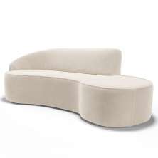 Sofá Living  4 Lugares 280cm Braço Esquerdo Mozart D06 Veludo Bege - Mpozenato
