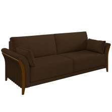 Sofá Living 3 Lugares 222cm Pés Madeira Roya M22 Veludo Marrom - Mpozenato