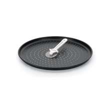 Forma para Pizza com Furos e Cortador New Wave Preta 36 cm