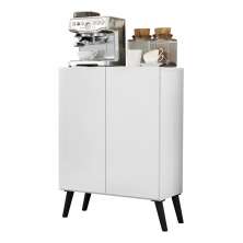 Aparador Buffet 2 Portas Retrô Veneza Multimóveis V3609 Branco/Preto