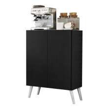 Aparador Buffet 2 Portas Retrô Veneza Multimóveis V3609 Preto/Branco