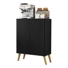 Aparador Buffet 2 Portas Retrô Veneza Multimóveis V3609 Preto/Natural