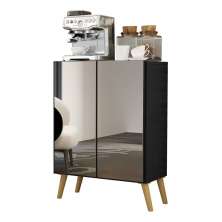 Aparador Buffet 2 portas com Espelho Retrô Vegas Multimóveis V3613 Preto/Natural