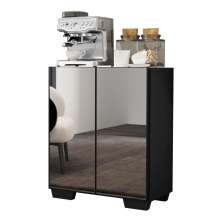 Aparador Buffet 2 portas com Espelho e Pés Quadrados Vegas Multimóveis V3614 Preto