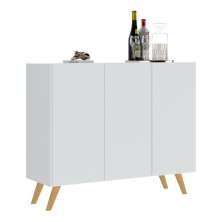 Aparador Buffet 3 Portas Retrô Veneza Multimóveis V1009 Branco/Natural