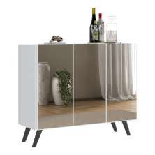 Aparador Buffet 3 Portas com Espelho Retrô Vegas Multimóveis V1013 Branco/Preto