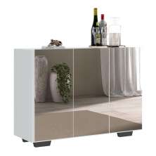 Aparador Buffet 3 Portas com Espelho e Pés Quadrados Vegas Multimóveis V1014 Branco/Preto