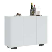 Aparador Buffet 3 Portas com Pés Quadrados Veneza Multimóveis V1010 Branco/Preto