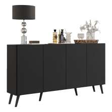 Aparador Buffet 4 Portas Retrô Veneza Multimóveis V3556 Preto