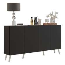 Aparador Buffet 4 Portas Retrô Veneza Multimóveis V3556 Preto/Branco