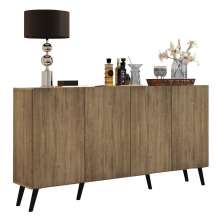 Aparador Buffet 4 Portas Retrô Veneza Multimóveis V3556 Rustic/Preto