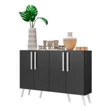 Aparador Buffet 4 Portas Retrô Viena Multimóveis V3606 Preto/Branco