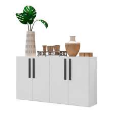 Aparador Buffet 4 Portas Suspenso Viena Multimóveis V3605 Branco/Preto