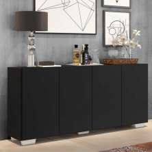 Aparador Buffet 4 Portas c/ Pés Quadrados Veneza Multimóveis Preto/Branco