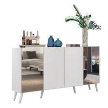Aparador Buffet 4 Portas com Espelho Retrô Vegas Multimóveis V3562 Branco