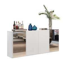 Aparador Buffet 4 Portas com Espelho Suspenso Vegas Multimóveis V3595 Branco