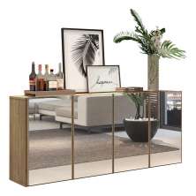 Aparador Buffet 4 Portas com Espelho Suspenso Vegas Multimóveis V3596 Rustic