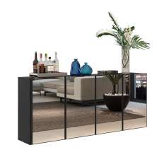 Aparador Buffet 4 Portas com Espelho Vegas Multimóveis V3558 Preto