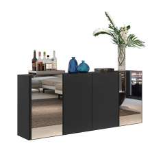 Aparador Buffet 4 Portas com Espelho Vegas Multimóveis V3561 Preto