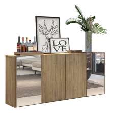 Aparador Buffet 4 Portas com Espelho Vegas Multimóveis V3561 Rustic